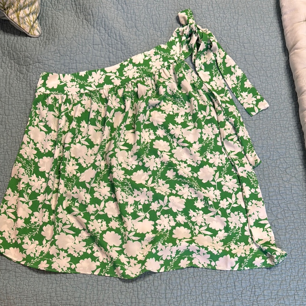 Mittoshop Green and White Wrap Tie Front Top - Picture 2 of 7